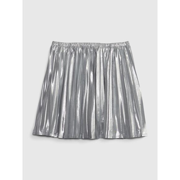 NWT Gap Kids Girls Silver Metallic Mini Skirt Youth Size Medium 8 - Picture 2 of 7